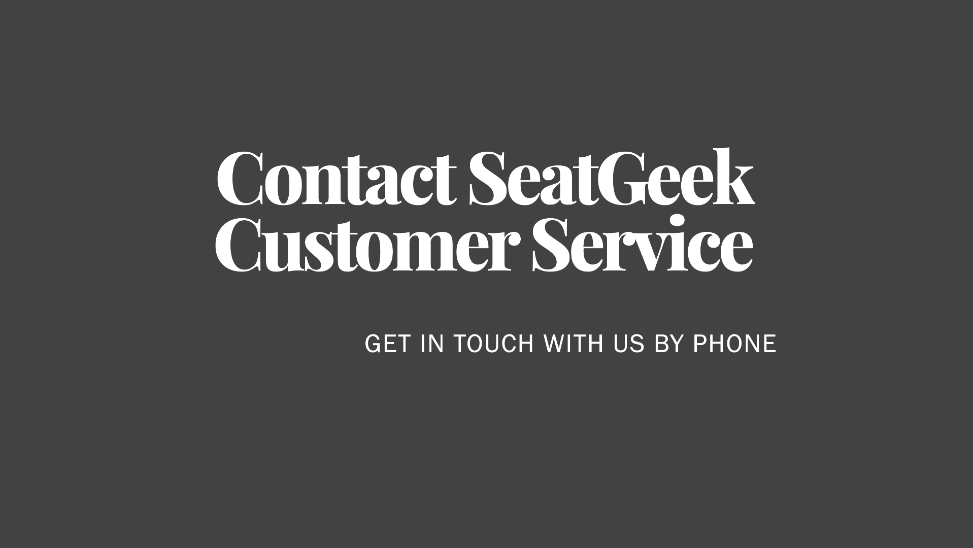 Contact SeatGeek Customer Service