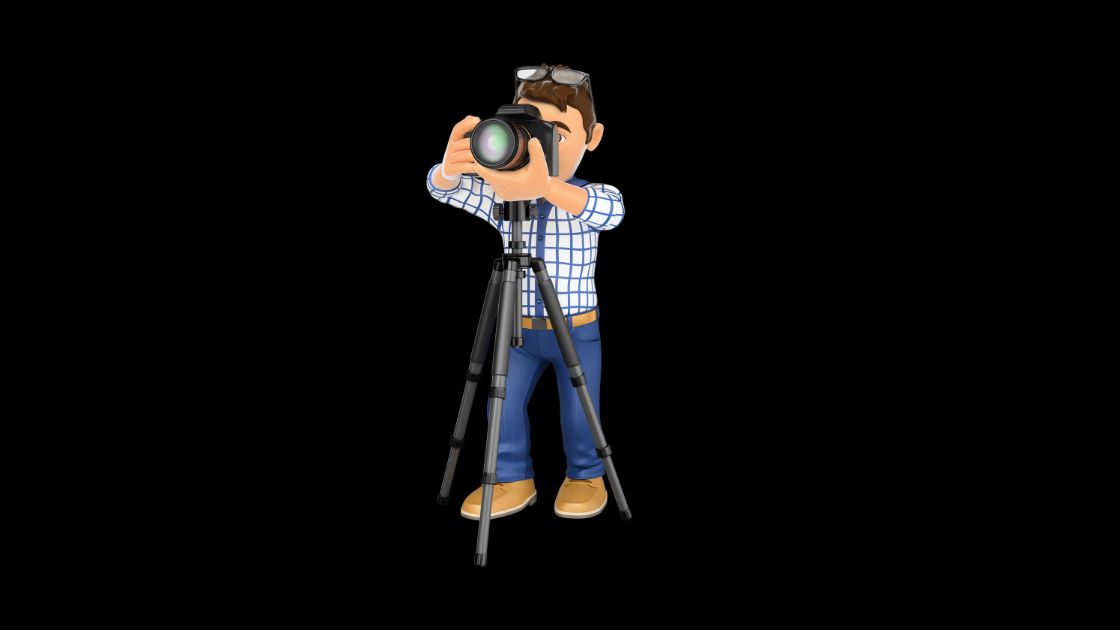 Professional Photographer Capturing a Portrait with Camera on Tripod