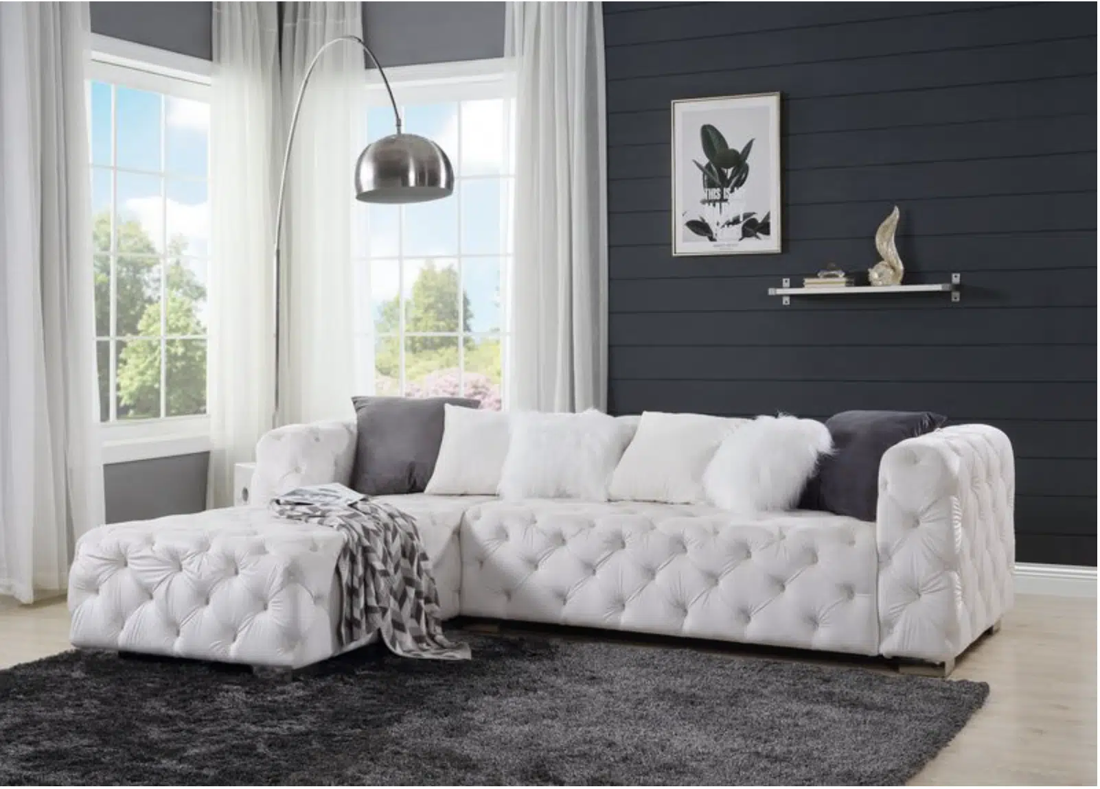 white velvet sofa