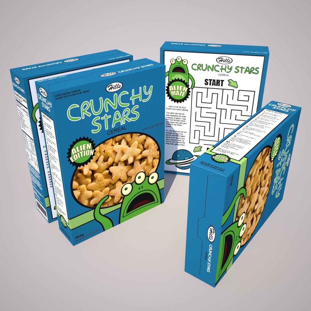 cereal box dimensions and suitable material for it